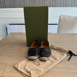 Gucci Black Leather Espadrilles